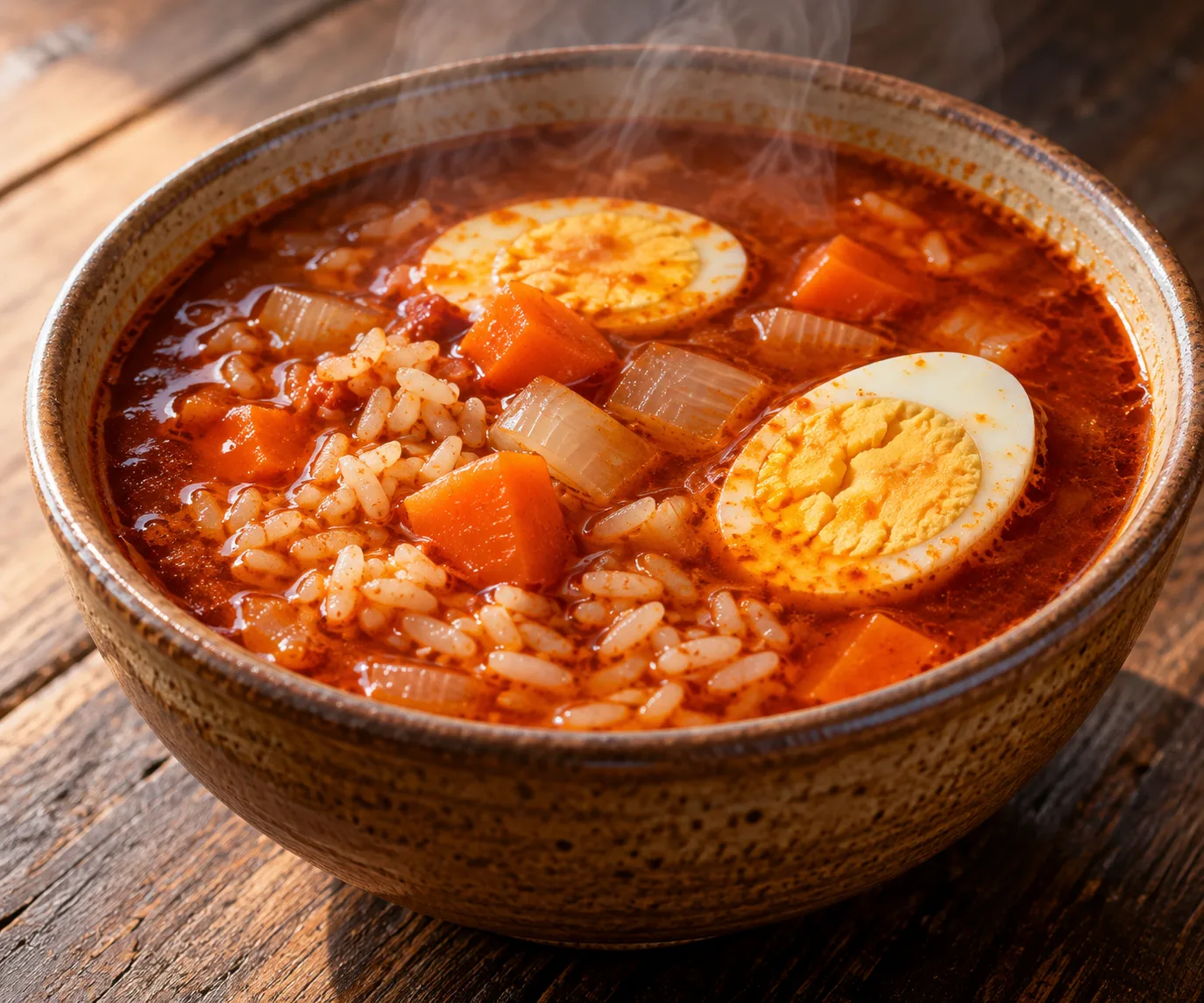 Caldo de arroz y chile ancho inspirado en el zoni (sopa japonesa de Año Nuevo)