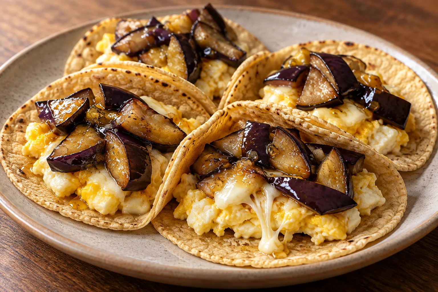 Tacos de huevo con berenjena estilo asazuke